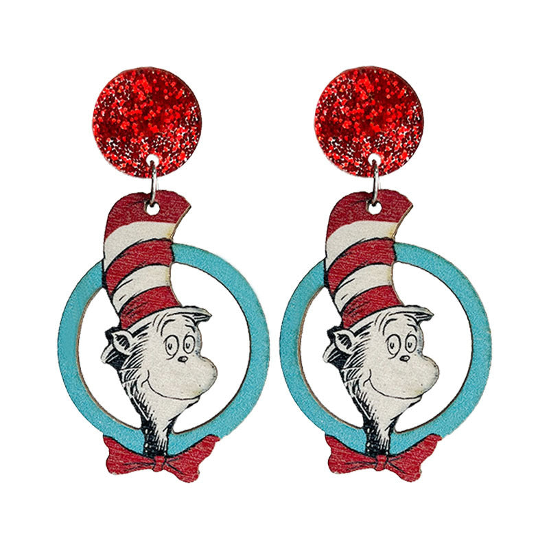 Wholesale Wood Printed Acrylic Fun Earrings